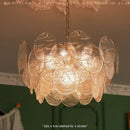 Modern scalloped led glass chandelier dining room gold light fixture