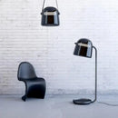 Modern curved black led glass floor lamp living room lighting