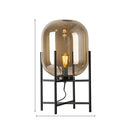 Retro amber glass floor lamp living room black metal light