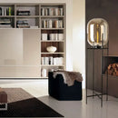 Retro amber glass floor lamp living room black metal light