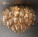 Modern brass led glass flushmount ceiling lamp – living room