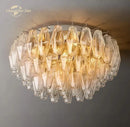 Modern brass led glass flushmount ceiling lamp – living room