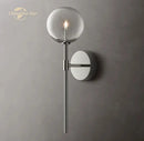 Modern black glass globe wall sconce bedroom light fixture