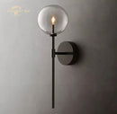 Modern black glass globe wall sconce bedroom light fixture