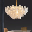 Modern gold and white glass leaf led hanging lamp dining room
