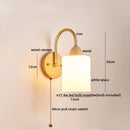 Modern brass and wood glass globe wall light fixture bedroom lamp