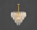 Postmodern blue & white led glass metal leaf chandelier living room