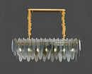 Postmodern blue & white led glass metal leaf chandelier living room