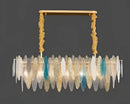 Postmodern blue & white led glass metal leaf chandelier living room