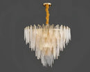 Postmodern blue & white led glass metal leaf chandelier living room