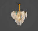 Postmodern blue & white led glass metal leaf chandelier living room