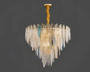 Postmodern blue & white led glass metal leaf chandelier living room