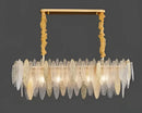 Postmodern blue & white led glass metal leaf chandelier living room