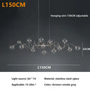Modern chrome led glass pendant chandelier for living room