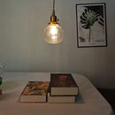 Industrial brass ribbed glass globe pendant light fixture kitchen