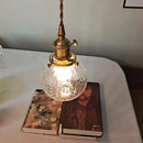 Industrial brass ribbed glass globe pendant light fixture kitchen