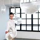 Modern metallic led glass pendant light for living room