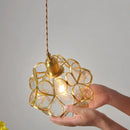 Modern floral pink & teal glass pendant lights kitchen decor
