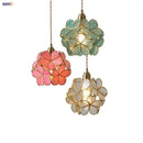 Modern floral pink & teal glass pendant lights kitchen decor
