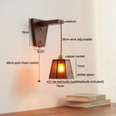 Amber glass led glass sconce wall lamp – bedroom brass fixture