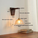 Amber glass led glass sconce wall lamp – bedroom brass fixture