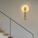 Modern gold stripe led glass wall lamp bedroom pendulum sconce