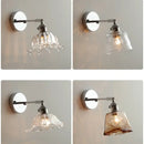 Vintage brushed nickel led glass wall light bedroom sconce