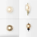 Modern minimalist brass & black led glass wall sconce living room