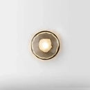 Modern minimalist brass & black led glass wall sconce living room