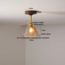 Flower shaped led glass wood ceiling lamp bedroom brass light
