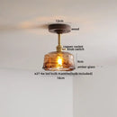 Flower shaped led glass wood ceiling lamp bedroom brass light