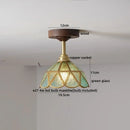 Flower shaped led glass wood ceiling lamp bedroom brass light