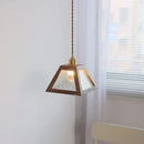 Japanese style wood pendant light – living room textured glass led
