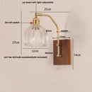 Mid century amber glass and wood wall lamp bedroom pull chain switch