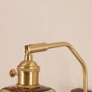 Mid century amber glass and wood wall lamp bedroom pull chain switch