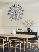 Modern white & silver flower led globe pendant light dining room