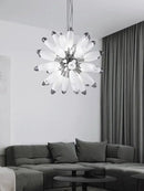 Modern white & silver flower led globe pendant light dining room