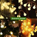 Warm frosted white led globe ball string lights bedroom decor