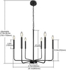 Modern black & gold led black candle chandelier living room light