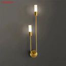 Minimalist gold candlestick wall light with frosted glass for bedroom
