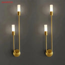 Minimalist gold candlestick wall light with frosted glass for bedroom