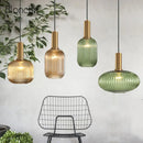Decorbites led gold chandelier amber & green pendant lamps dining room