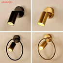 Modern black & gold led ring wall lamp bedroom spotlight