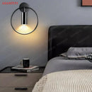 Modern black & gold led ring wall lamp bedroom spotlight