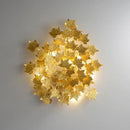 Golden maple leaves led wall sconce bedroom metallic art sculpture