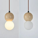 DecorBites™ LED Gourd Pendant Light Fixture with Yellow Travertine and White Glass