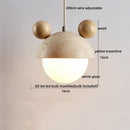 DecorBites™ LED Gourd Pendant Light Fixture with Yellow Travertine and White Glass