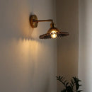 Japanese style led green glass wall light for bedroom brass sconce
