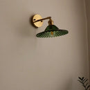 Japanese style led green glass wall light for bedroom brass sconce