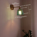 Japanese style led green glass wall light for bedroom brass sconce